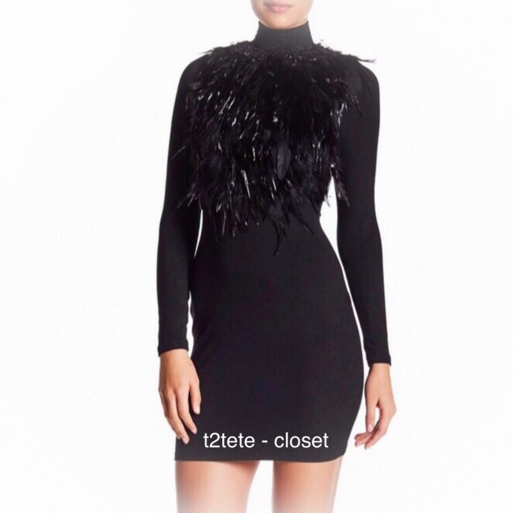 COPY - GRACIA feather front detail dress